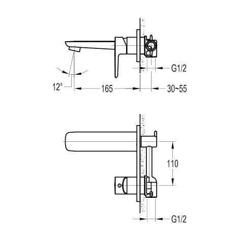 Flova Urban Wall Mounted Basin Mixer Tap with Clicker Waste UR2HWMBAS - Envy Bathrooms Ltd