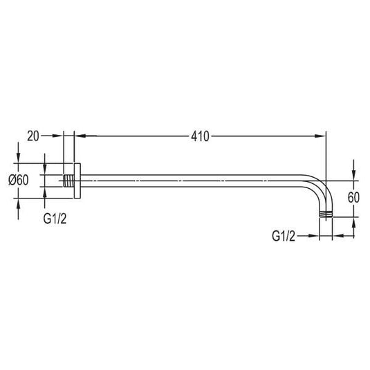 Flova Wall Mounted 400mm Shower Arm – Round Plate – Brushed Gold - BG-KILVSA - Envy Bathrooms Ltd