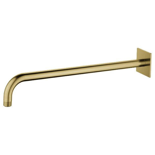Flova Wall Mounted 400mm Shower Arm – Square Plate – Brushed Brass - BRB-KILVSA-SQ - Envy Bathrooms Ltd