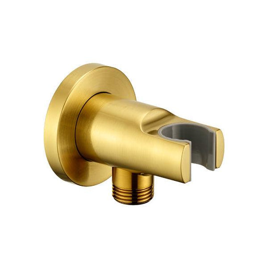 Flova Wall Outlet Elbow With Handset Holder – Brushed Gold - BG-KI120A - Envy Bathrooms Ltd