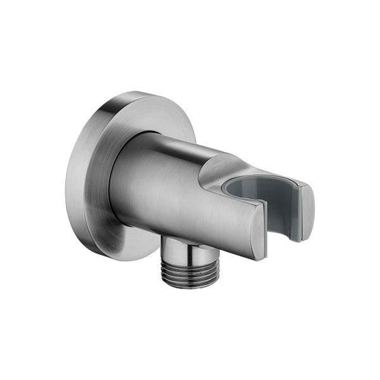 Flova Wall Outlet Elbow With Handset Holder – Brushed Nickel - BN-KI120A - Envy Bathrooms Ltd