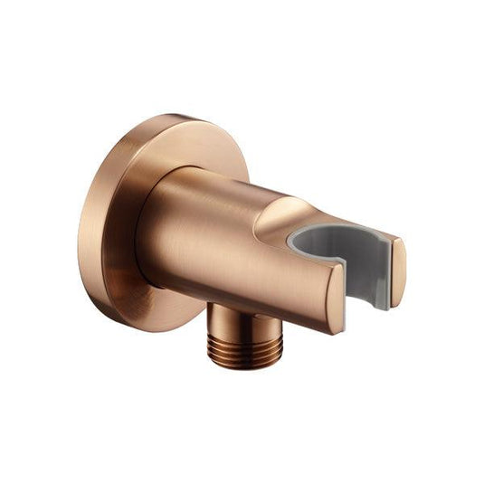 Flova Wall Outlet With Handset Holder – Round Plate – Brushed Bronze - BRO-KI120A - Envy Bathrooms Ltd
