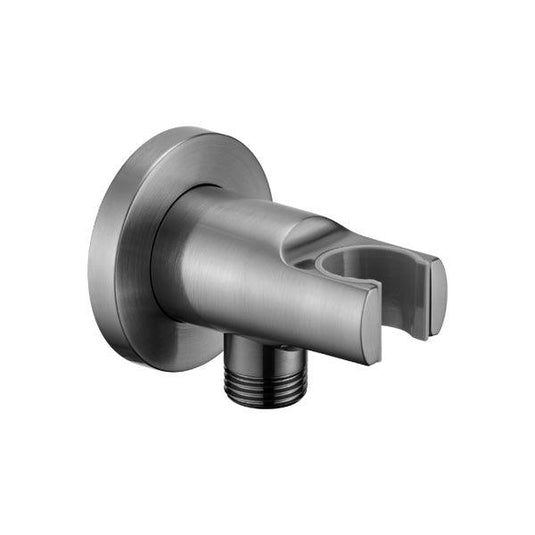 Flova Wall Outlet With Handset Holder – Round Plate – Gun Metal - GM-KI120A - Envy Bathrooms Ltd