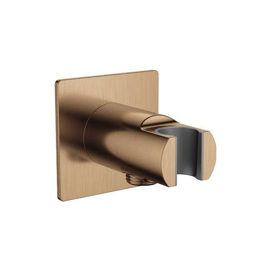 Flova Wall Outlet With Handset Holder – Square Plate – Brushed Bronze - BRO-KI8812A - Envy Bathrooms Ltd