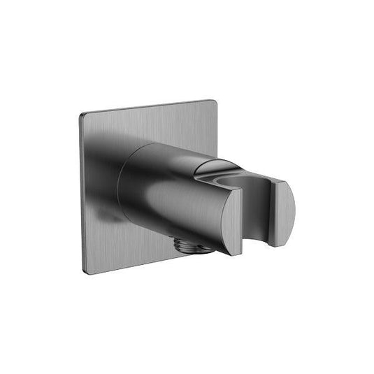 Flova Wall Outlet With Handset Holder – Square Plate – Gun Metal - GM-KI8812A - Envy Bathrooms Ltd