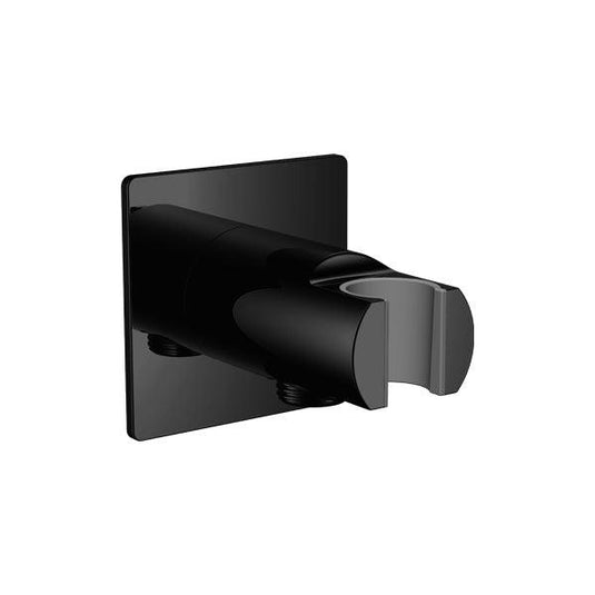 Flova Wall Outlet With Handset Holder – Square Plate – Matt Black - MB-KI8812A - Envy Bathrooms Ltd