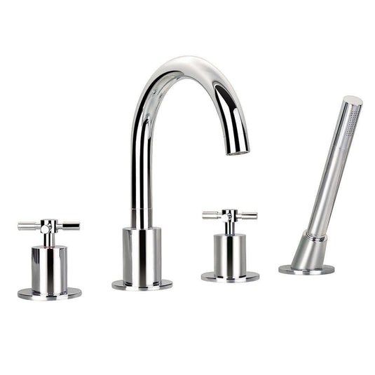 Flova XL 4 Hole Deck Mounted Bath Shower Mixer Tap with Pull Out Handset XL4HBSM - Envy Bathrooms Ltd