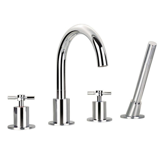 Flova XL 4 Hole Deck Mounted Bath Shower Mixer Tap with Pull Out Handset XL4HBSM - Envy Bathrooms Ltd