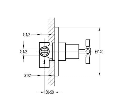 Flova XL Concealed Shut Off Valve with 3 Outlets Diverter XL4WDIV - Envy Bathrooms Ltd