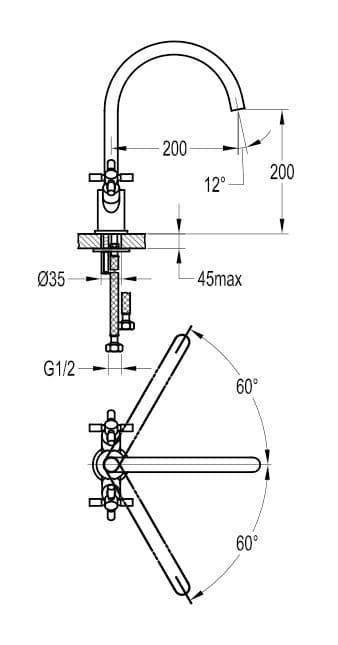 Flova XL Dual Crosshead Handle Monobloc Kitchen Mixer Tap XLKITCH - Envy Bathrooms Ltd