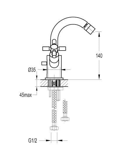 Flova XL Mono Bidet Mixer Tap with Clicker Waste XLBID - Envy Bathrooms Ltd