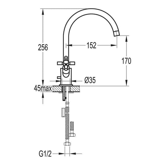 Flova XL Twin Crosshead Handle Basin Mixer Tap with Clicker Waste XLBAS - Envy Bathrooms Ltd