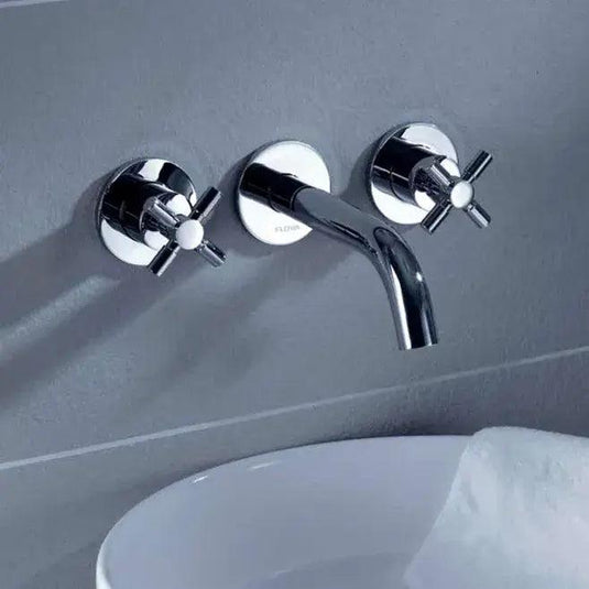 Flova XL Wall Mounted 3 Hole Concealed Basin Mixer Tap with Clicker Waste XL3HWMBAS - Envy Bathrooms Ltd