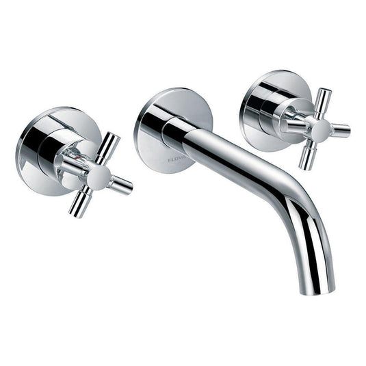 Flova XL Wall Mounted 3 Hole Concealed Basin Mixer Tap with Clicker Waste XL3HWMBAS - Envy Bathrooms Ltd