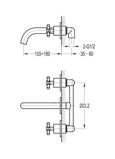 Flova XL Wall Mounted 3 Hole Concealed Basin Mixer Tap with Clicker Waste XL3HWMBAS - Envy Bathrooms Ltd