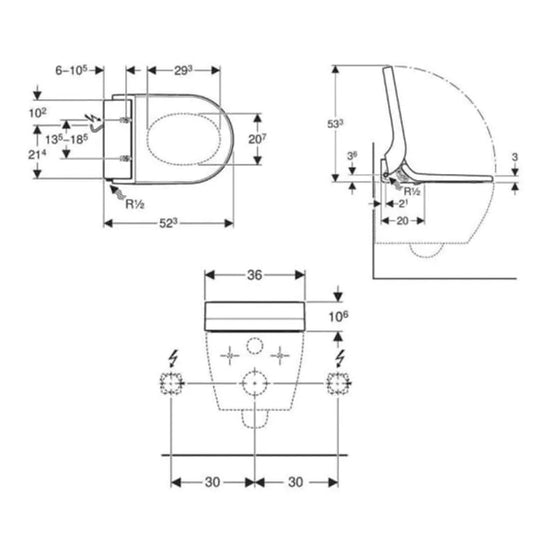 Geberit AquaClean Tuma Comfort Soft Close Toilet Seat White | 146.278.SI.1