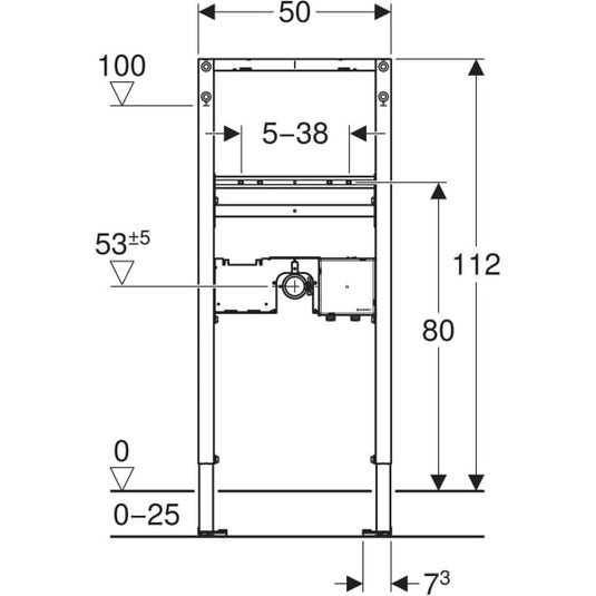 Geberit Basin Frame 112cm for Deck-Mounted Tap with Concealed Function Box | 111.554.00.2