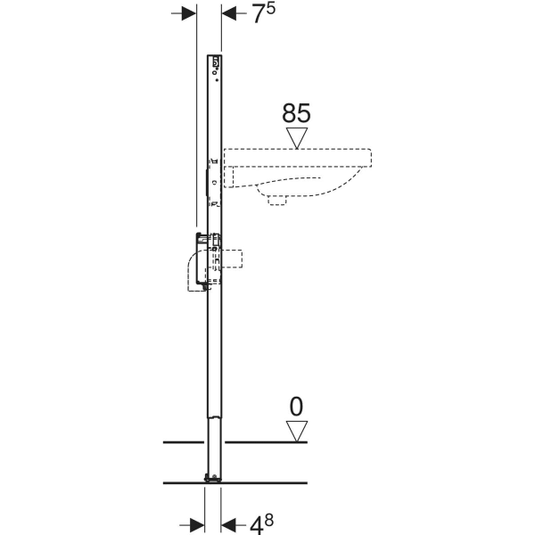 Geberit Basin Frame 112cm for Deck-Mounted Tap with Concealed Function Box | 111.554.00.2