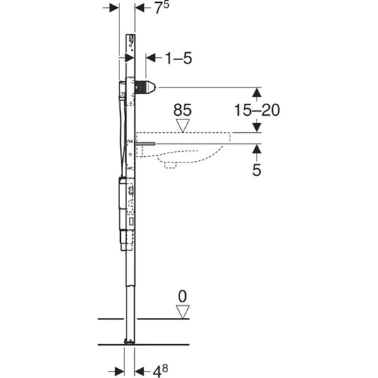 Geberit Basin Frame 130cm for Wall-Mounted Tap with Concealed Function Box & Trap | 111.568.00.2