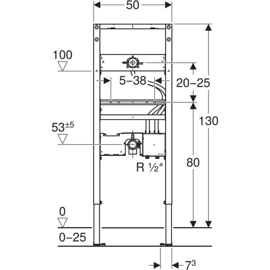 Geberit Duofix Basin Frame 130cm for Wall-Mounted Tap with Concealed Function Box | 111.567.00.2