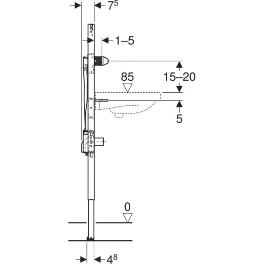 Geberit Duofix Basin Frame 130cm for Wall-Mounted Tap with Concealed Function Box | 111.567.00.2