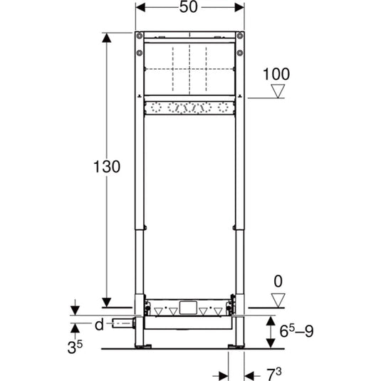 Geberit Duofix Shower Frame 130cm with Wall Drain for Wall-Mounted Tap | 111.581.00.2
