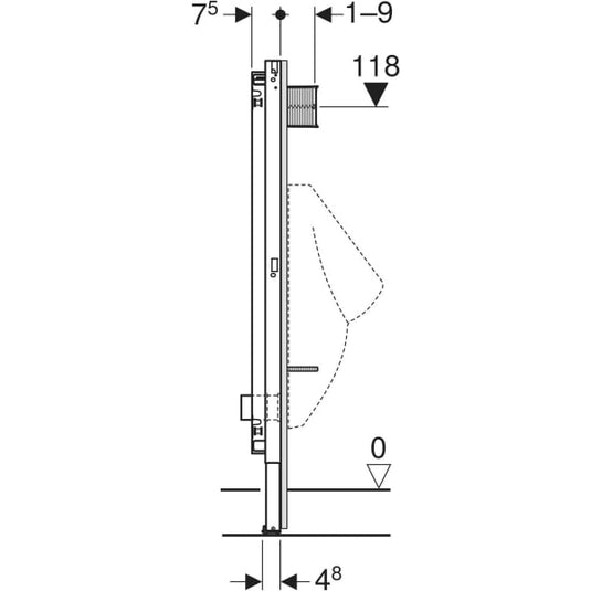 Geberit Duofix Universal Urinal Frame 1300mm with Pipe Interrupter | 111.622.00.2