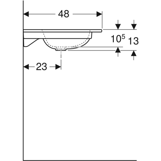 Geberit iCon 600mm Vanity Basin 1 Tap Hole & Overflow | 501.843.00.1