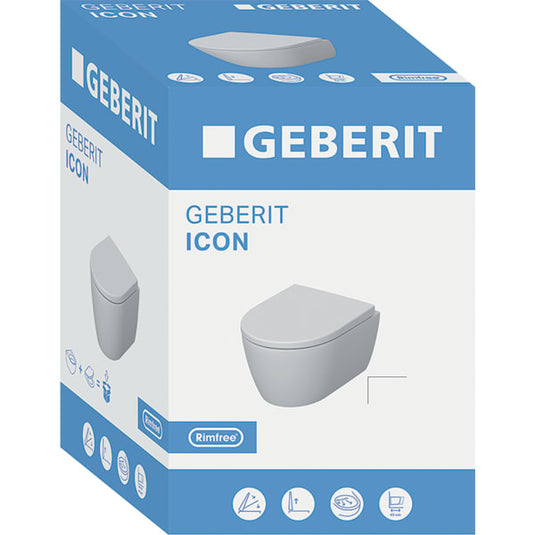 Geberit iCon Rimless Wall Hung Pan with Seat 490mm Projection | 502.381.00.1
