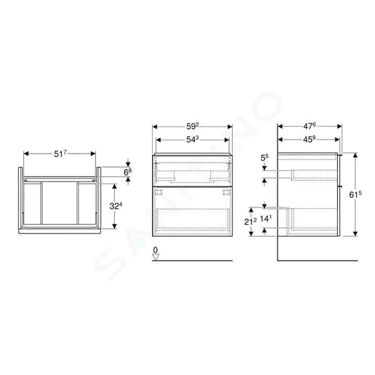 Geberit iCon Vanity Unit 2 Drawers 600mm Oak Wood Texture | 502.303.JH.1