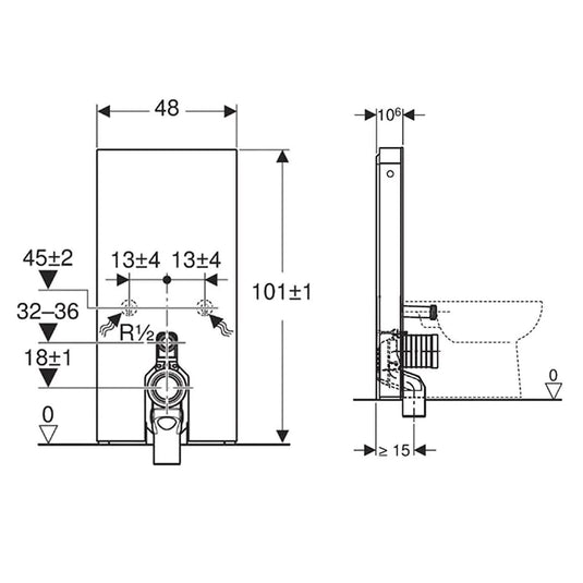 Geberit Monolith WC Sanitary Module Floorstanding Mint | 131.002.SL.5