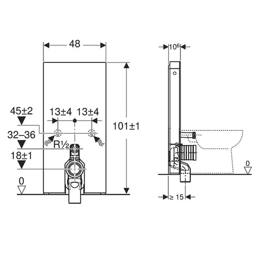 Geberit Monolith WC Sanitary Module Floorstanding | 131.002.SI.5