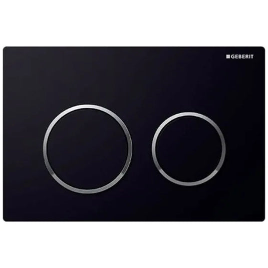 Geberit Omega20 Round Dual Flush Plate Black & Chrome | 115.085.KM.1