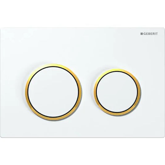 Geberit Omega20 Round Dual Flush Plate White & Gold | 115.085.KK.1