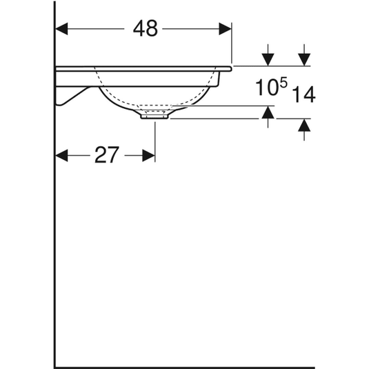Geberit ONE 600mm Vanity Basin 1 Tap Hole Without Overflow | 505.010.01.1