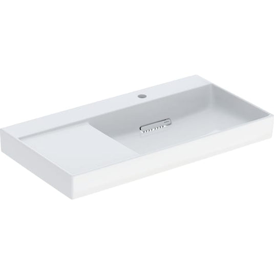 Geberit ONE 900mm Countertop Basin Left Shelf CleanDrain 1 Tap Hole | 505.043.00.1