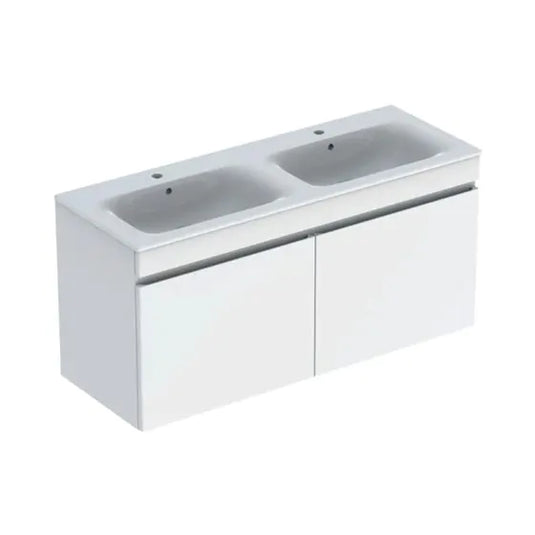 Geberit Renova Plan 1300mm Slim Rim Double Basin & Vanity Unit White | 501.918.01.1