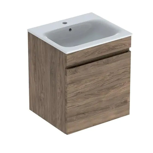 Geberit Renova Plan 550mm Slim Rim Vanity Unit & Basin Hickory | 501.914.JR.1