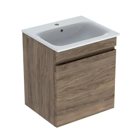 Geberit Renova Plan 600mm Slim Rim Vanity Unit & Basin Hickory | 501.915.JR.1