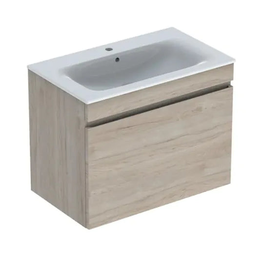 Geberit Renova Plan 800mm Slim Rim Vanity Unit & Basin Light Hickory | 501.916.00.1