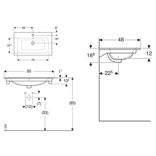Geberit Renova Plan 800mm Vanity Basin | 122280000