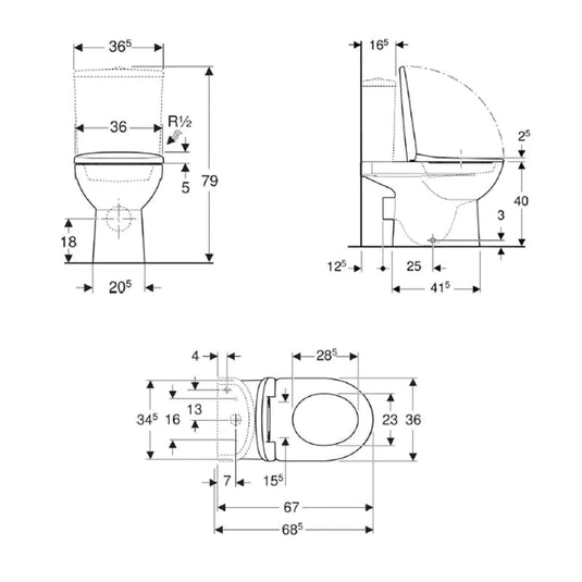 Geberit Selnova 3-in-1 Close Coupled Toilet Pack Pan, Cistern & Seat | 503.121.00.1