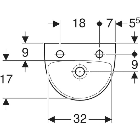Geberit Selnova 360mm Cloakroom Basin 2 Tap Holes | 501.407.00.7
