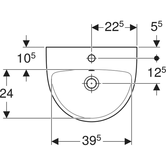 Geberit Selnova 450mm Cloakroom Basin 1 Tap Hole | 501.408.00.6