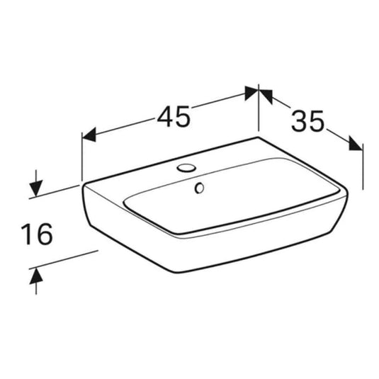Geberit Selnova 450mm Square Cloakroom Basin 1 Tap Hole | 501.473.00.6