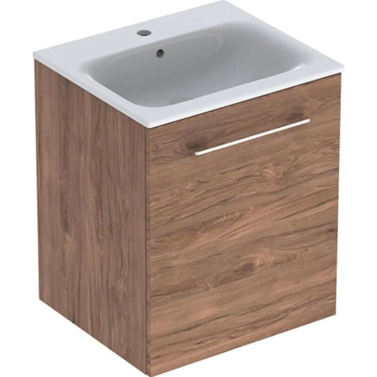 Geberit Selnova 600mm Square Vanity Unit & Basin 1 Door Dark Hickory | 501.250.00.1