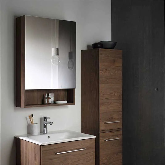 Geberit Selnova 600mm Square Vanity Unit & Basin 1 Door Dark Hickory | 501.250.00.1