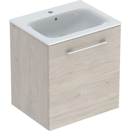 Geberit Selnova 600mm Square Vanity Unit & Basin 1 Door Light Hickory | 501.255.00.1