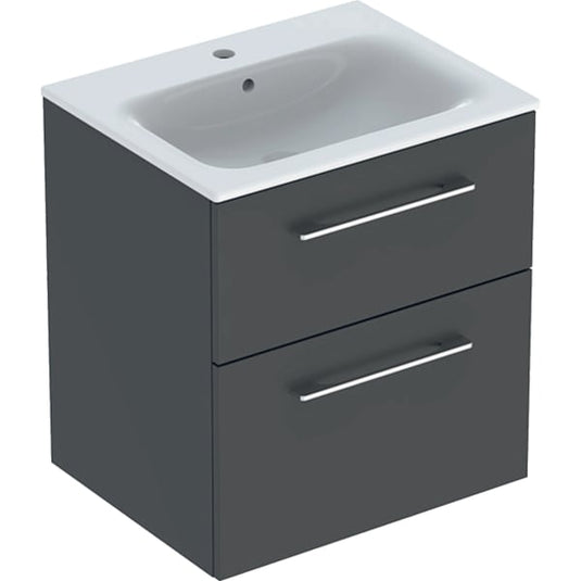 Geberit Selnova 600mm Square Vanity Unit & Basin 2 Drawers Lava | 501.237.00.1