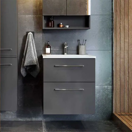 Geberit Selnova 600mm Square Vanity Unit & Basin 2 Drawers Lava | 501.237.00.1